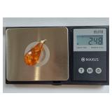 14k Gold Large Teardrop Amber Pendant