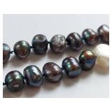 Ethiopian Silver Cross Pendant on Knotted Black Pearl Necklace