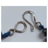 Ethiopian Silver Cross Pendant on Knotted Black Pearl Necklace