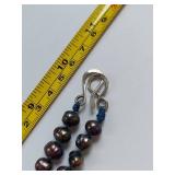 Ethiopian Silver Cross Pendant on Knotted Black Pearl Necklace