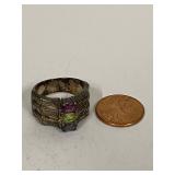 Sterling Silver CID Ring W/ Colorful Stones