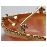 14K Gold Cameo Brooch Pendant - Exquisite Carving - 6 Grams