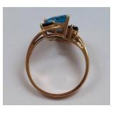 Elegant 14k Gold Ring with Blue Topaz & Sapphire