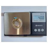 Elegant 14k Gold Ring with Blue Topaz & Sapphire