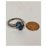 Sterling Silver Blue Gemstone Ring Size 8.5