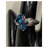 Sterling Silver Blue Gemstone Ring Size 8.5