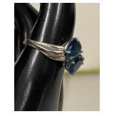 Sterling Silver Blue Gemstone Ring Size 8.5