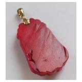 Red Coral Buddha Pendant with 14K Gold Bail