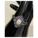 Sterling Silver Ring with Opal & Gems