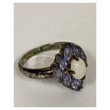 Sterling Silver Ring with Opal & Gems