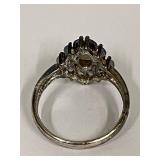 Sterling Silver Ring with Opal & Gems