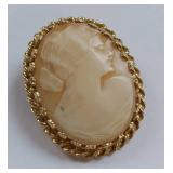 Vintage 14K Gold Cameo Brooch 5.7 Grams
