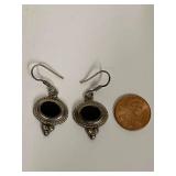 Sterling Silver Onyx Dangle Earrings - Mexico