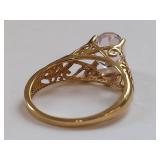 Vintage 10K Gold Ring with Kunzite Gemstone