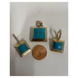 Sterling Silver Turquoise Pendant Set