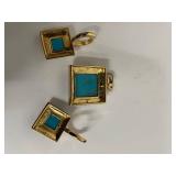 Sterling Silver Turquoise Pendant Set