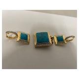 Sterling Silver Turquoise Pendant Set