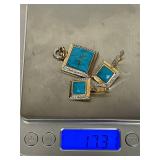 Sterling Silver Turquoise Pendant Set