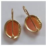 14k Italian Gold Vintage Cameo Earrings