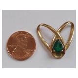 10K Gold Ring with Emerald Teardrop Gemstone