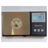 10K Gold Ring with Emerald Teardrop Gemstone