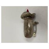 Vintage Sterling Silver Bottle Brooch with Red Stone Top Sombrero Sleeping Man
