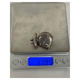 Vintage Sterling Silver Bottle Brooch with Red Stone Top Sombrero Sleeping Man