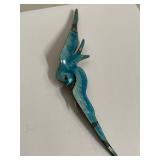 Antique Sterling Silver Enamel Blue Bird Brooch Pin