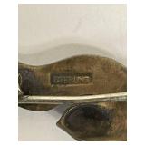 Antique Sterling Silver Enamel Blue Bird Brooch Pin