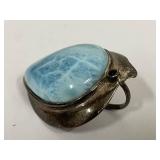 Vintage Large Larimar Sterling Silver Pendant