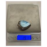 Vintage Large Larimar Sterling Silver Pendant
