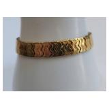14K Gold Wave Design Bracelet Italian Made High Quality - 16 Grams