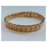 14K Gold Wave Design Bracelet Italian Made High Quality - 16 Grams