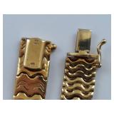 14K Gold Wave Design Bracelet Italian Made High Quality - 16 Grams