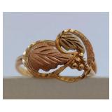 10K Multi Tone Gold Leaf Design Ring Elegant Unique Jewelry