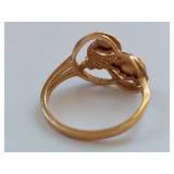 10K Multi Tone Gold Leaf Design Ring Elegant Unique Jewelry