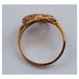 10K Multi Tone Gold Leaf Design Ring Elegant Unique Jewelry