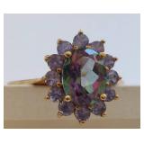 10K Mystic Topaz & Tanzanite Ring in Gold Setting