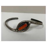 Vintage Sterling Silver Bracelet Set with Coral