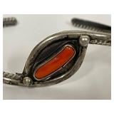 Vintage Sterling Silver Bracelet Set with Coral