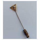 10K Gold Diamond & Seed Pearl Triangular Stick Pin Jewelry Accessory