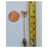10K Gold Diamond & Seed Pearl Triangular Stick Pin Jewelry Accessory