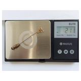 10K Gold Diamond & Seed Pearl Triangular Stick Pin Jewelry Accessory