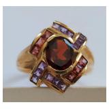 Stunning 10K Gold Garnet & Amethyst Ring