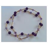 10K Gold and Amethyst Bead Necklace Jewelry