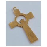 14k Gold Irish Claddagh Cross Pendant