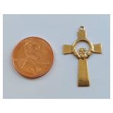14k Gold Irish Claddagh Cross Pendant