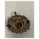 Vintage Sterling Silver Brooch with Smoky Gemstone