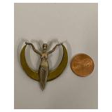 Sterling Silver Crescent Moon Goddess Figure Pin