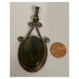 Vintage Silver Labradorite Pendant with Ornate Design